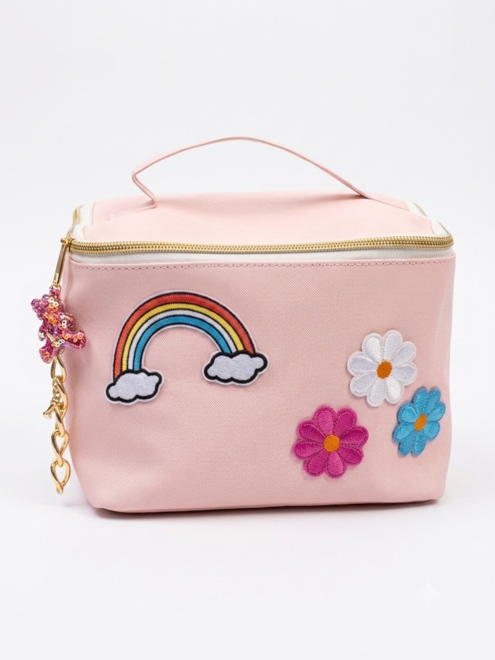 Girls' Pink Rainbow & Flower Accessory Case with Gold Charm